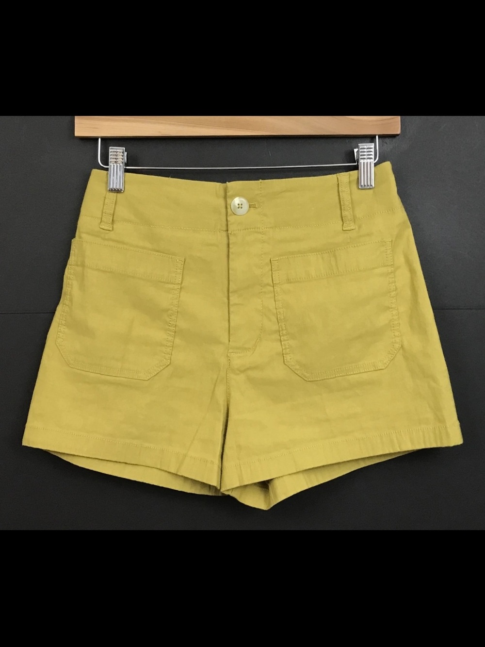 Anthropologie Maeve The Colette Linen-Blend Shorts Yellow Size 25